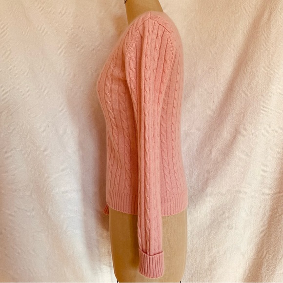 Pure Cashmere S pink cable crewneck sweater - Picture 3 of 6